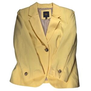 OBR Summer Yellow Blazer Jacket Women's Size Small Single Button Lapel Collar